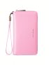 Letter Graphic Long Wallet Zipper Pink