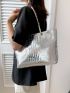 Crocodile Embossed Shoulder Tote Bag Medium Funky