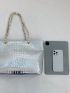 Crocodile Embossed Shoulder Tote Bag Medium Funky