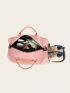 Letter Graphic Travel Bag Medium Double Handle Pink