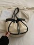 Two Tone Bucket Bag Drawstring Design Contrast Binding Nylon