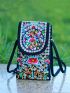 Retro Boho Embroidered Phone Bag, Mini Travel One Shoulder Bag For Women & Girls, Mothers Day Gift For Mom