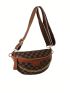 Women's Geometric Print PU Sling Bag, Trendy & Stylish Crossbody Purse for Travel