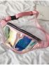 Holographic Zipper Front Waist Pack PVC Colorful Waterproof Chest Bag For Sports, Clear Bag