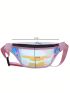 Holographic Zipper Front Waist Pack PVC Colorful Waterproof Chest Bag For Sports, Clear Bag