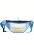 Holographic Zipper Front Waist Pack PVC Colorful Waterproof Chest Bag For Sports, Clear Bag