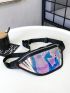 Front Waist Pack Holographic PVC Colorful Waterproof Chest Bag For Sports, Clear Bag