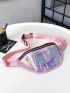 Front Waist Pack Holographic PVC Colorful Waterproof Chest Bag For Sports, Clear Bag