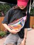 Front Waist Pack Holographic PVC Colorful Waterproof Chest Bag For Sports, Clear Bag