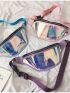 Front Waist Pack Holographic PVC Colorful Waterproof Chest Bag For Sports, Clear Bag