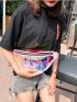 Front Waist Pack Holographic PVC Colorful Waterproof Chest Bag For Sports, Clear Bag