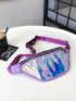 Front Waist Pack Holographic PVC Colorful Waterproof Chest Bag For Sports, Clear Bag