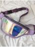 Front Waist Pack Holographic PVC Colorful Waterproof Chest Bag For Sports, Clear Bag