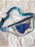 Front Waist Pack Holographic PVC Colorful Waterproof Chest Bag For Sports, Clear Bag