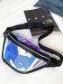 Front Waist Pack Holographic PVC Colorful Waterproof Chest Bag For Sports, Clear Bag