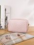 Quilted Square Bag Mini Zipper Pink