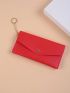 Men And Women Daily Commuting Color Pu Simple Multi-Card Long Wallet