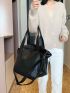 Minimalist Shoulder Tote Bag Small Black