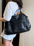 Minimalist Shoulder Tote Bag Medium Black