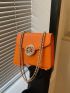 Minimalist Square Bag Mini Flap Rhinestone Decor Neon Orange