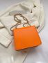 Minimalist Square Bag Mini Flap Rhinestone Decor Neon Orange