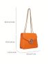 Minimalist Square Bag Mini Flap Rhinestone Decor Neon Orange