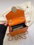 Minimalist Square Bag Mini Flap Rhinestone Decor Neon Orange