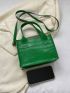 Mini Square Bag Crocodile Embossed Double Handle Fashion Style