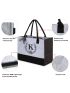 Felt Reusable Shopping Bag With Inner Zipper Pocket Personalized Gifts for Women Teacher Friends Initial Tote Bag Stand Upright Utility Tote Bag Monogram Beach Tote Bag for Wedding Birthday K
