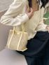 Small Straw Bag Contrast Binding Double Handle