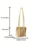 Small Straw Bag Contrast Binding Double Handle