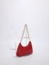 Medium Baguette Bag Crocodile Embossed Chain Strap