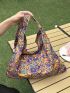 Oversized Hobo Bag Flower Pattern