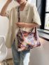 Oversized Hobo Bag Flower Pattern