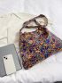 Oversized Hobo Bag Flower Pattern