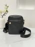 Mini Square Bag Litchi Embossed Minimalist Black