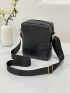 Mini Square Bag Litchi Embossed Minimalist Black