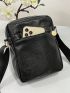 Mini Square Bag Litchi Embossed Minimalist Black