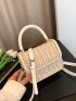 Mini Flap Straw Bag Pearl Decor