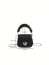 Mini Flap Saddle Bag Heart Decor Braided Handle