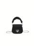 Mini Flap Saddle Bag Heart Decor Braided Handle