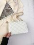 Mini Flap Square Bag Quilted Pattern Metal Decor