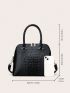 Crocodile Embossed Top Handle Bag With Zipper