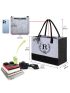 Felt Reusable Shopping Bag With Inner Zipper Pocket Personalized Gifts for Women Teacher Friends Initial Tote Bag Stand Upright Utility Tote Bag Monogram Beach Tote Bag for Wedding Birthday R