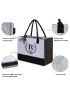 Felt Reusable Shopping Bag With Inner Zipper Pocket Personalized Gifts for Women Teacher Friends Initial Tote Bag Stand Upright Utility Tote Bag Monogram Beach Tote Bag for Wedding Birthday R