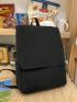 Medium Flap Backpack Solid Color For School