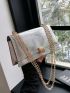 Small Shoulder Bag Solid Color Metal Decor Chain Strap