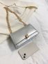 Small Shoulder Bag Solid Color Metal Decor Chain Strap