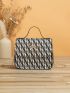 Mini Square Bag Geometric Pattern Top Handle Chain Strap Flap Dow Decor