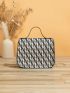 Mini Square Bag Geometric Pattern Top Handle Chain Strap Flap Dow Decor